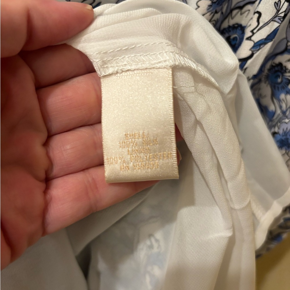 Gold Hawk Silk Toile Maxi Dress – Blue & White Romantic Slip Dress - Picture 5 of 5